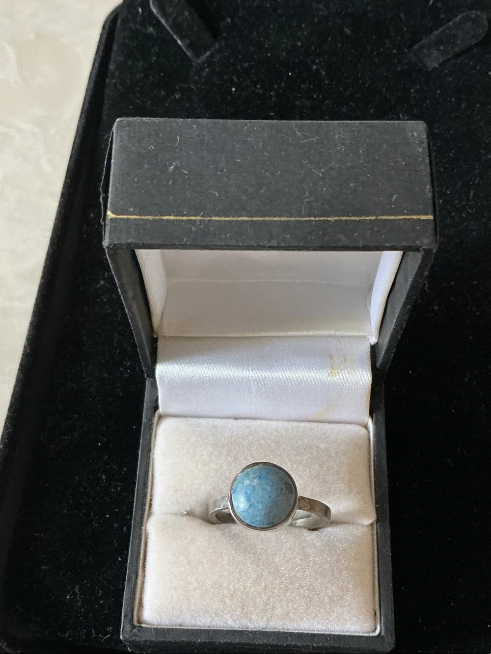 Blue Stone Silver Band Ring - Women's Jewelry